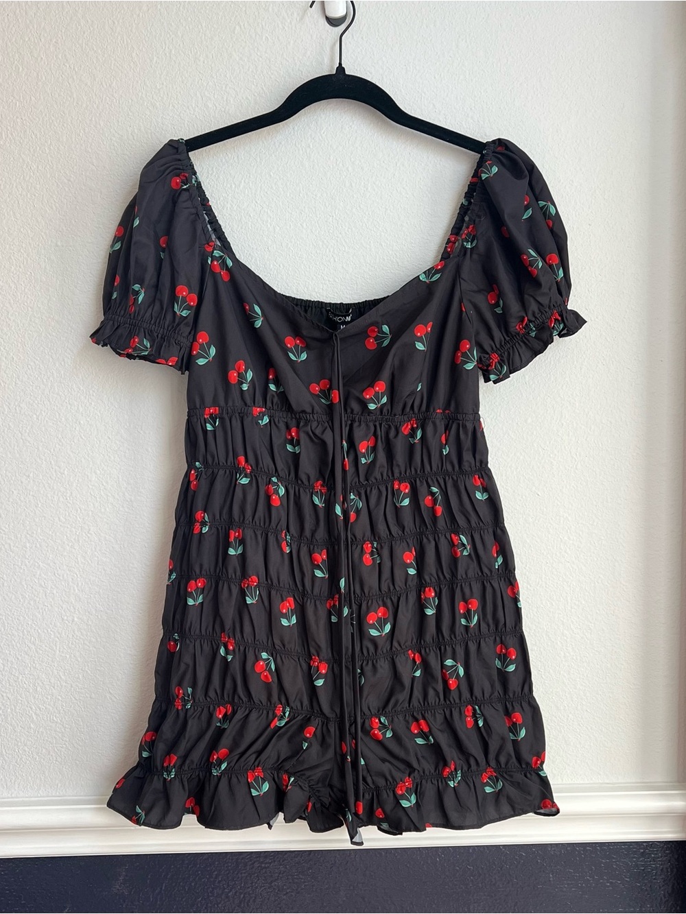 Fashion Nova Cherry Girl Red And Black Romper